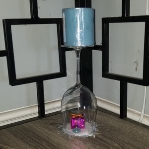Christmas wine glass candle holder